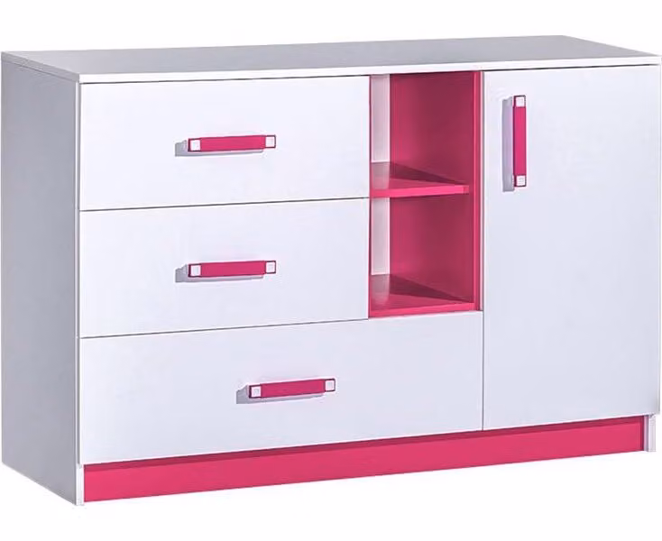 Cassettiera combinata SINCE – bianco / rosa