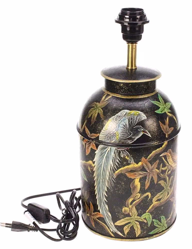 Lampada da tavolo Meander, a forma di scatola cilindrica, colore nero, diametro 17,5 cm, altezza 39 cm