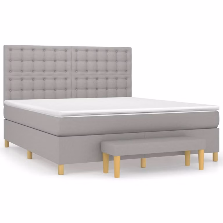 Giroletto a Molle con Materasso Grigio Chiaro160x200 cm Tessuto