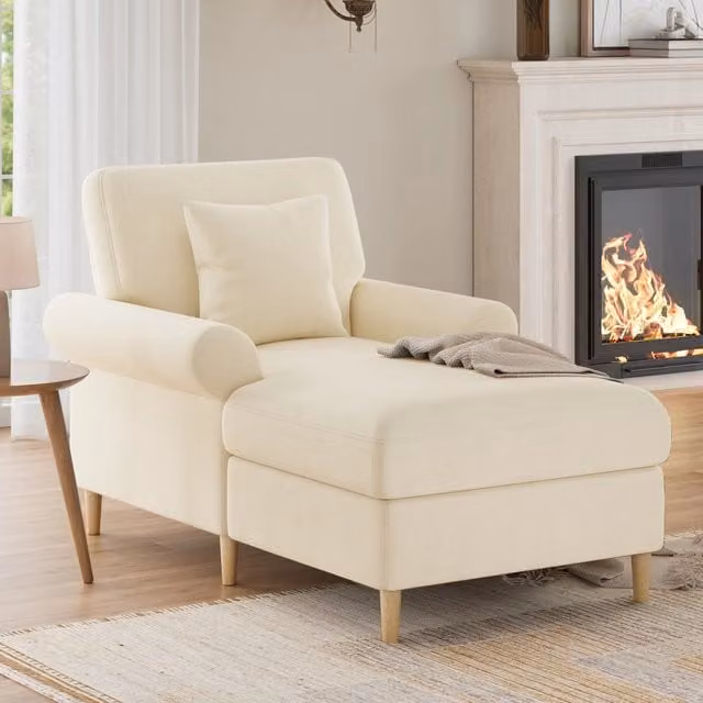 Poltrona relax reclinabile WISHDOR in velluto beige con braccioli e imbottitura in schiuma