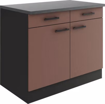 Base Optifit con cassetto e anta battente Nizza407 LxPxH 100 x 60 x 84,8 cm rosso ruggine opaco smontata KUNI U106-9+