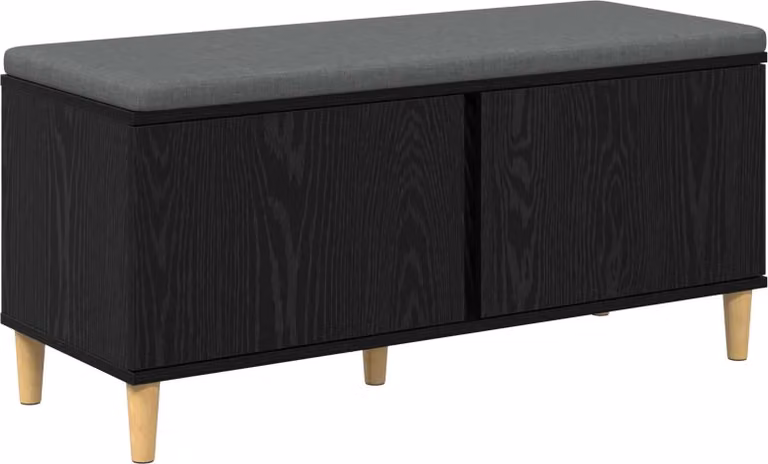 Panca per ingresso con cuscino Rovere Nero 100 x 38 x 46 cm