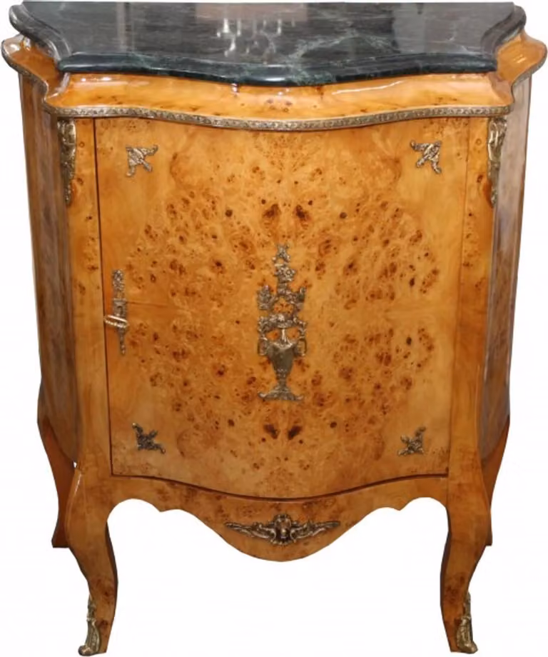Comò in stile barocco "Casa Padrino", in legno di mogano color marrone scuro, con piano in marmo - 88 x 40 x 87 cm