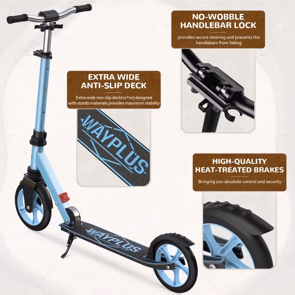 Monopattino pieghevole WAYPLUS Xylo blu con ruote da 8 pollici e altezza regolabile – 2