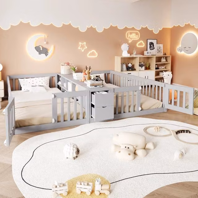 letto a castello in legno grigio 90 x 200 cm