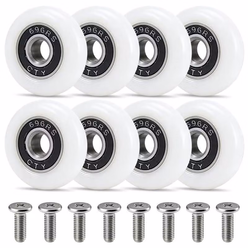 Rulli per doccia da 23 mm, confezione da 8 pezzi, ricambio per porte scorrevoli, superficie liscia, colore nero