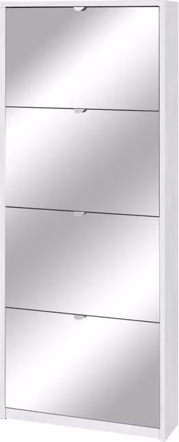 Scarpiera 4 Ante con Specchio 63x154x18 cm Ossido Bianco