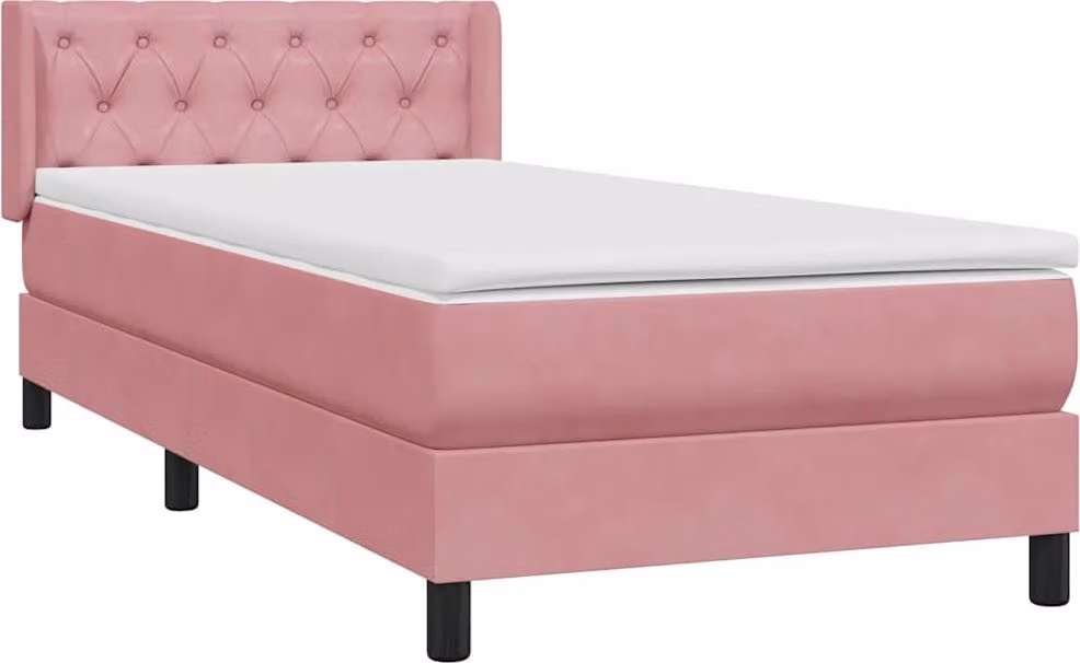 Giroletto a Molle con Materasso Rosa 80x220 cm Velluto
