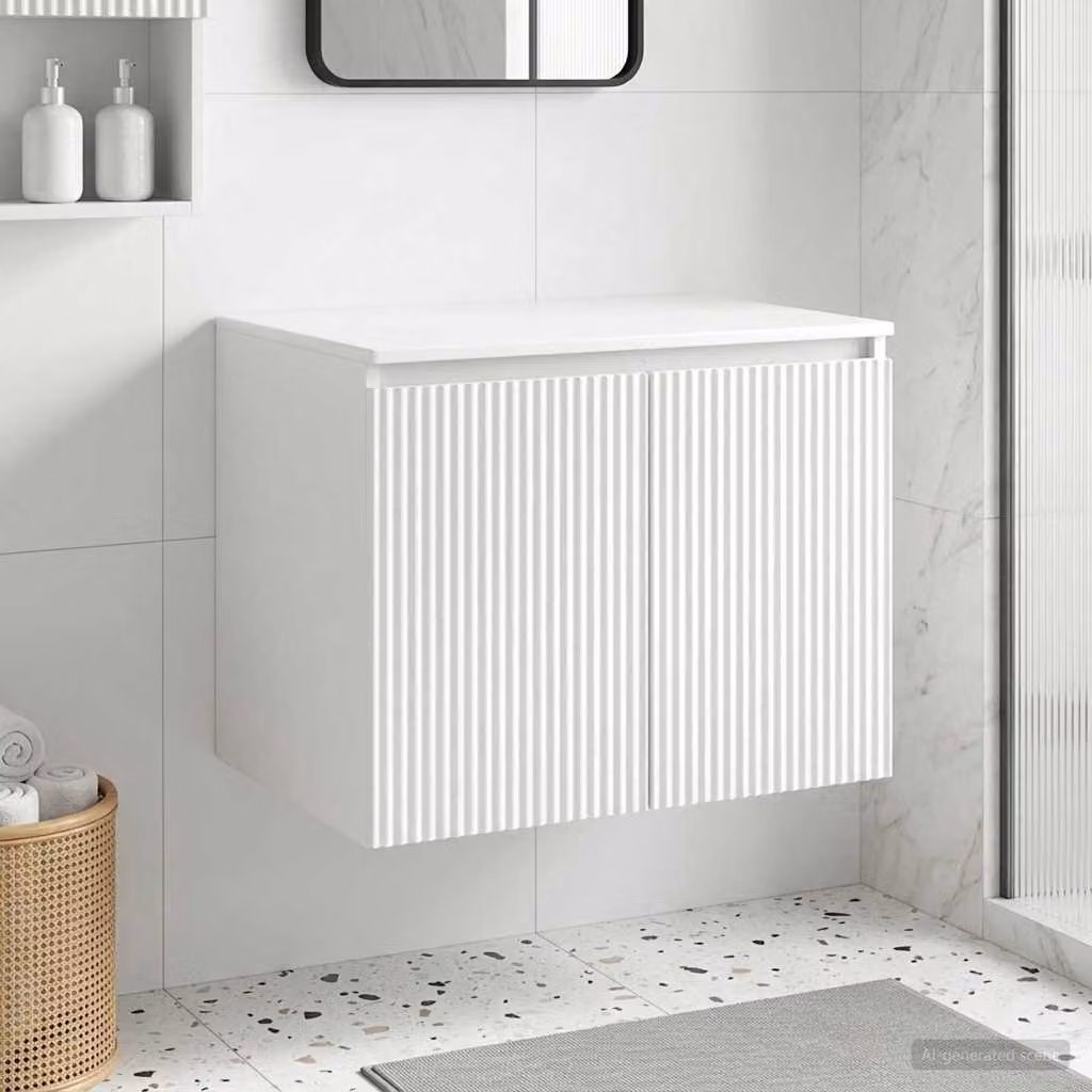 Mobiletto da bagno a muro vidaXL moderno in bianco L: 62,5 cm, P: 44,5 cm, H: 50 cm