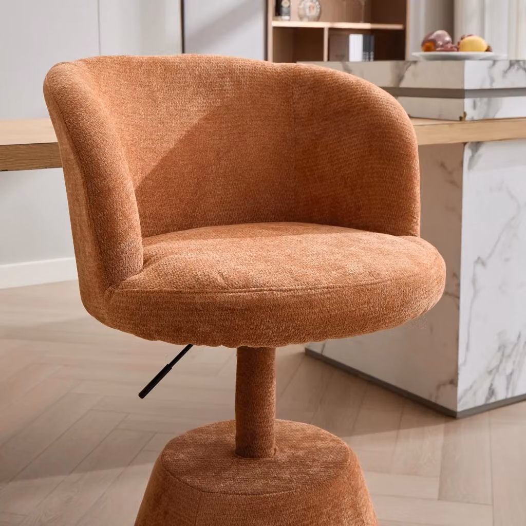 Sgabello da Bar MINIMAL Girevole 360 gradi in Velluto Terracotta con Seduta Imbottita e Struttura in Metallo – 2