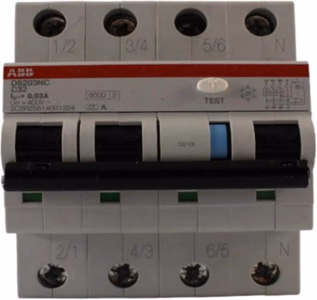 Interruttore magnetotermico differenziale classe A 0,03A 3P+N 32A curva C ABB