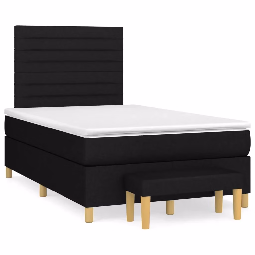 Letto Ibrido vidaXL con Giroletto a Molle e Materasso in Tessuto Nero e Bianco L/P/H: 120 x 200 x 203 cm – 2