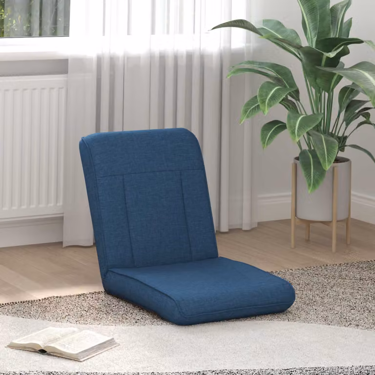 Sedia a pavimento regolabile vidaXL in tessuto blu con struttura in metallo e plastica per soggiorno o camera da letto