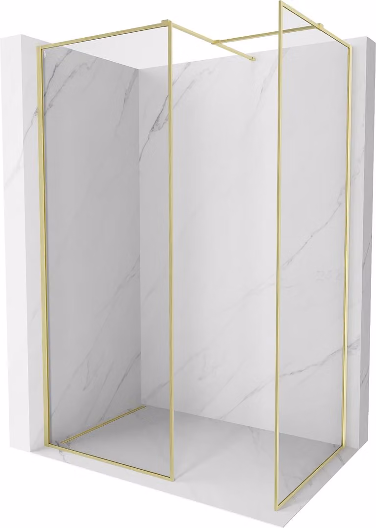 Mexen Kioto-XF parete doccia Walk-in con cornice 120 x 90 cm, trasparente 10 mm, oro spazzolato - 800-120-202-04-55-090-XF