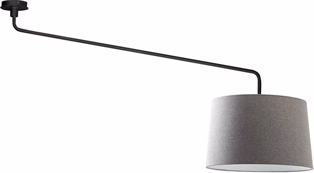 Vivien Plafoniera da Soffitto Nera con Paralume Conico Grigio E27 IP20 48cm - Design Moderno in Metallo e Tessuto per Interni - Rossini Group