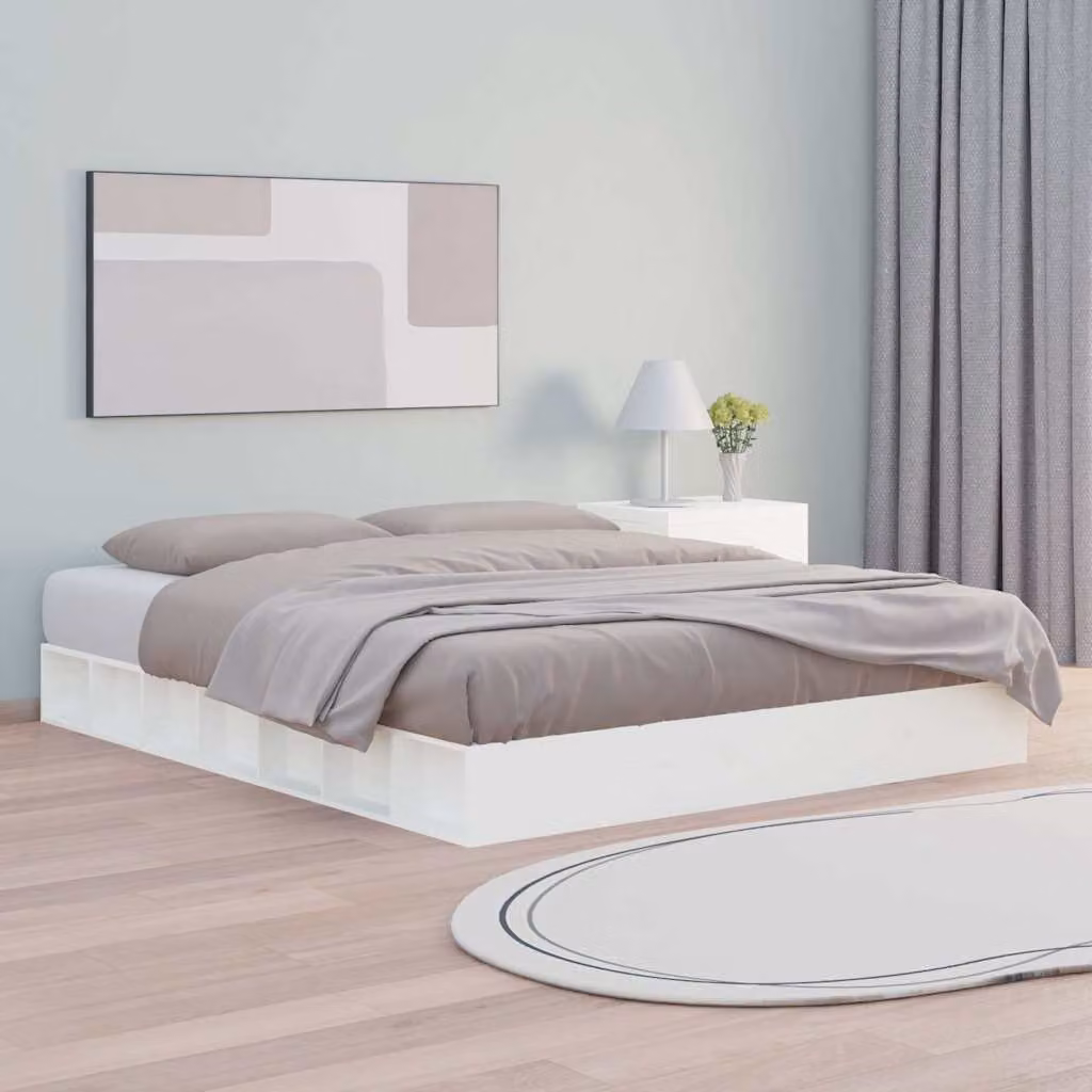 Giroletto vidaXL in legno massello di pino bianco per adulti, L/P/H: 200 x 140 x 21 cm