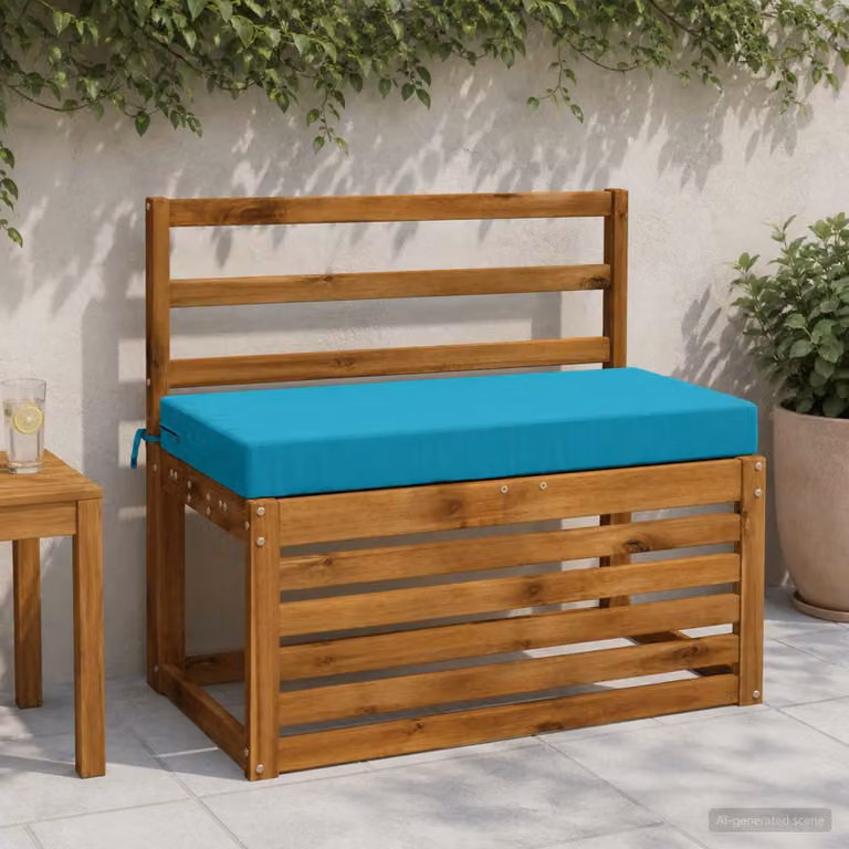 Set di 2 cuscini per panchina vidaXL in poliestere turchese, L 60 cm x P 40 cm x H 8 cm