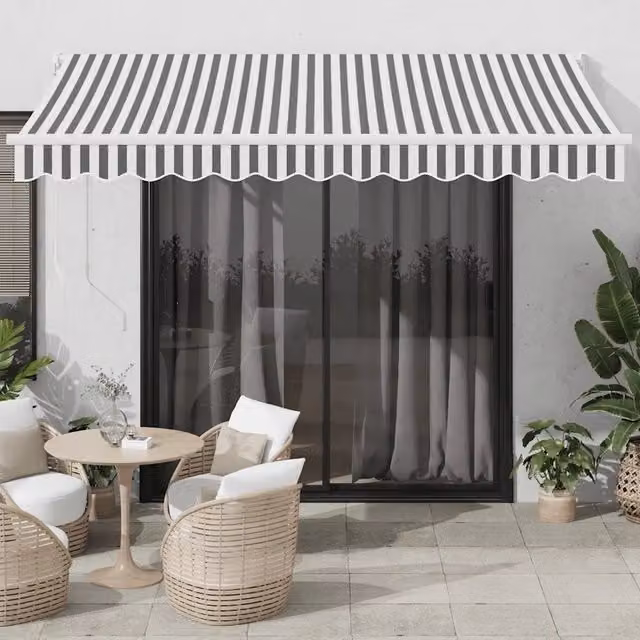 Tenda retrattile-Tenda parasole per balcone Antracite e Bianca 3,5x2,5m Tessuto/Alluminio 453695