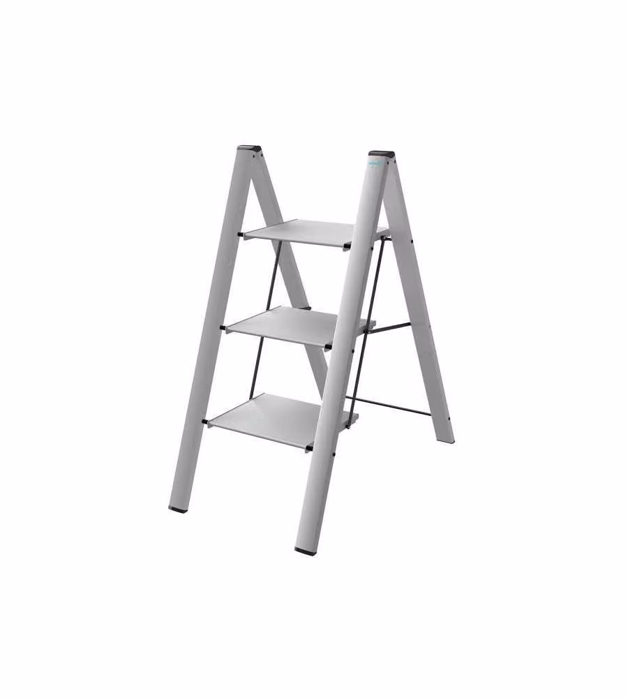 Sgabello Alluminio Leonardo 3 gradini Silver Colombo