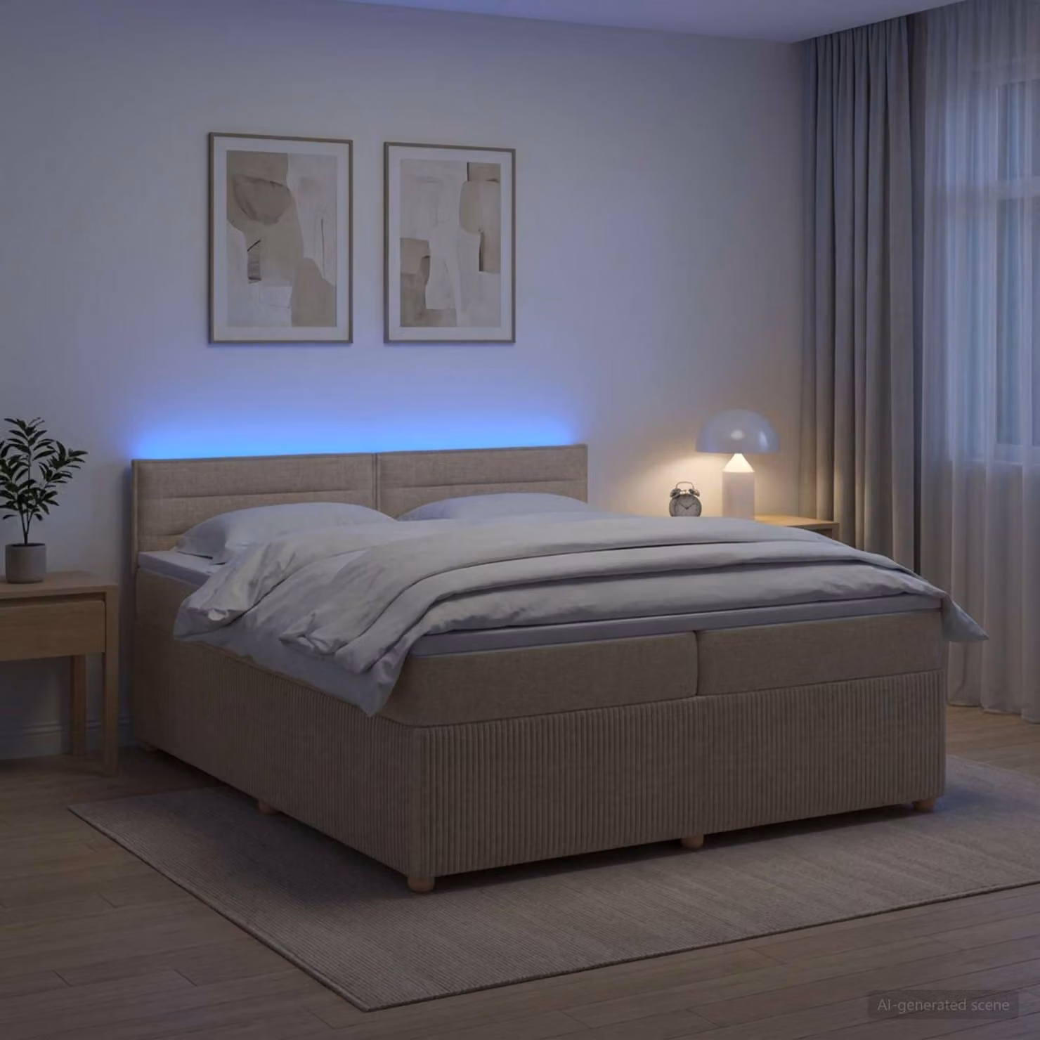 Letto box spring ibrido vidaXL con materasso a molle insacchettate e illuminazione sottostante, L/P/H: 200 x 200 x 100,5 cm, multicolore