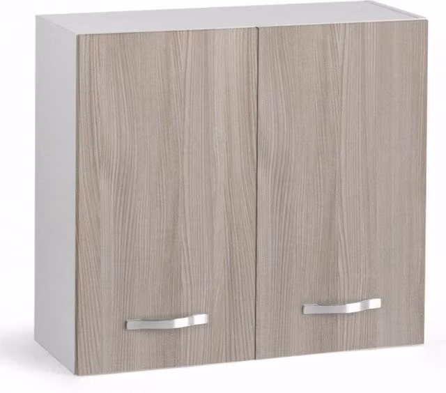 Mobile Pensile Scolapiatti Componibile IPERBRIKO per Cucina con 2 Ante, Bianco e Marrone, L: 80 cm, P: 32 cm, H: 72 cm