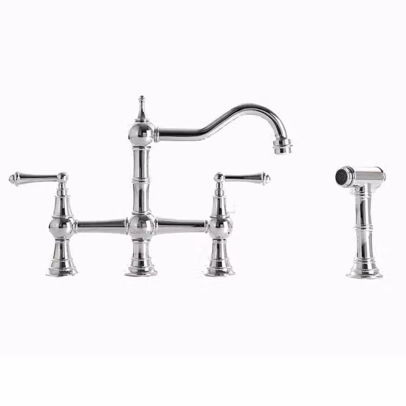 CUCINA BATTERIA ottone retrò elegante CHESTERA argento cromo bocca estraibile