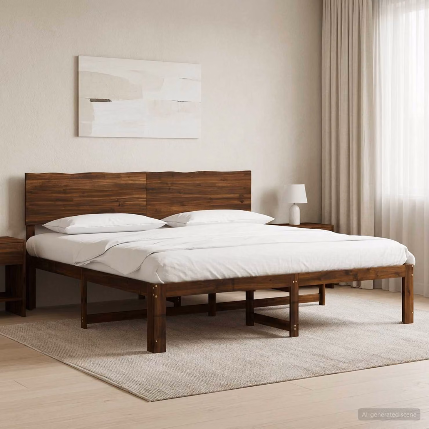 Letto matrimoniale con testiera vidaXL ROSTOCK in legno di acacia marrone scuro L/P/H: 205.5 x 200 x 140 cm