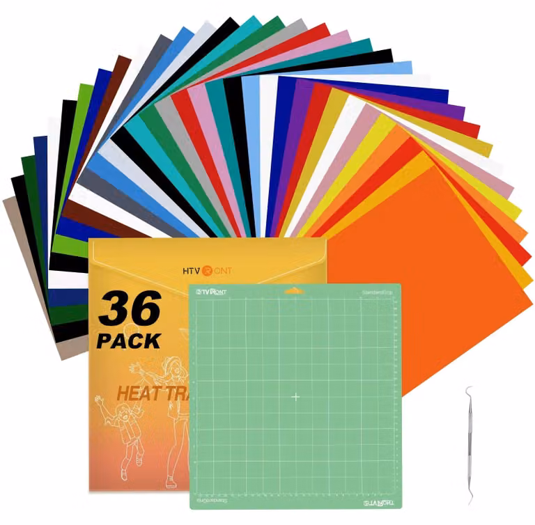 Carta transfer termoadesiva - Carta per trasferimento a caldo - Confezione da 36 pezzi - 30,48 x 25,4 cm - Tappetino da taglio standard con superficie antiscivolo - Adatta per plotter da taglio