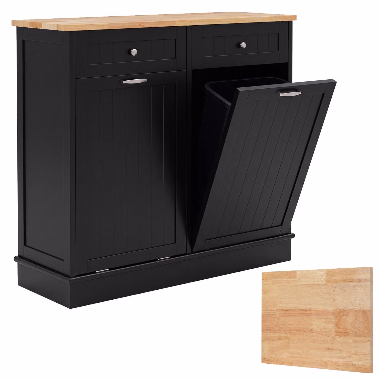 Mobiletto contenitore per bidoni della spazzatura da 40 litri, mobile da cucina con 2 ante, colore nero