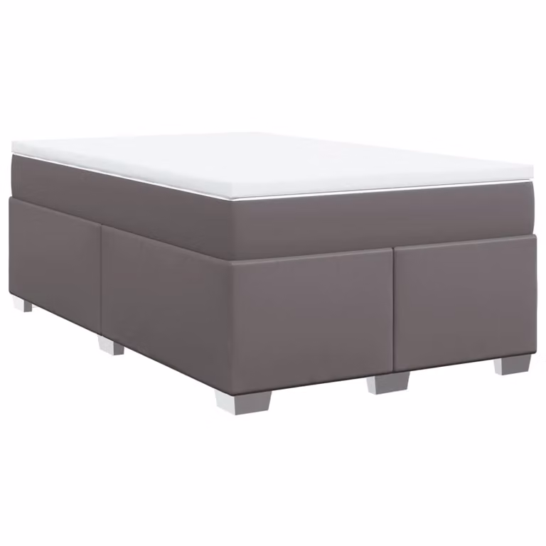 Giroletto a Molle con Materasso Grigio 120x200 cm in Pelle finta