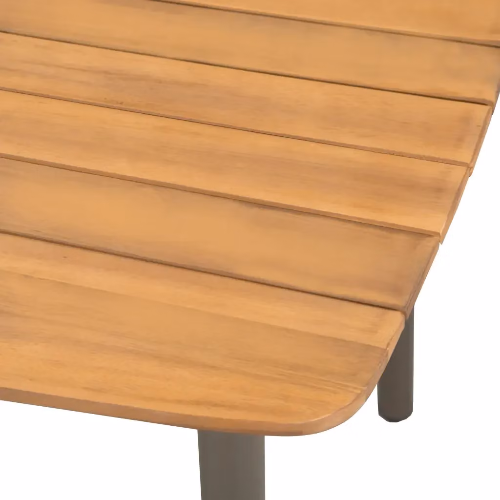 Tavolo da giardino rettangolare vidaXL in legno di acacia oliato e acciaio, marrone, L: 150 cm, P: 90 cm, H: 72 cm – 2
