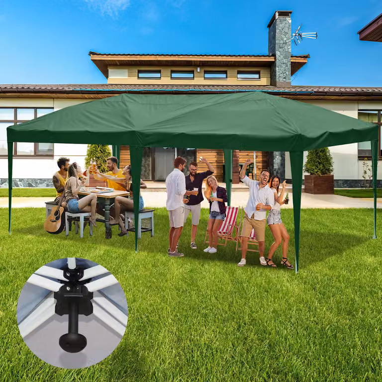 Clanmacy gazebo pieghevole 3 x 6 m gazebo pop up pieghevole da giardino, protezione UV 50+ gazebo e tende per feste senza lati verde