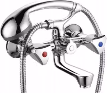 Rubinetto da bagno a parete con doccia standard cromo