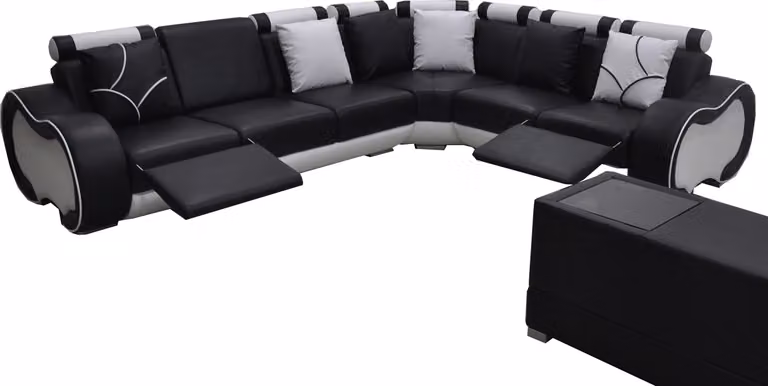 Ecke Leder mit USB Modern XXL Couch Wohnlandschaft Ledersofa Sofa L-Form C4030