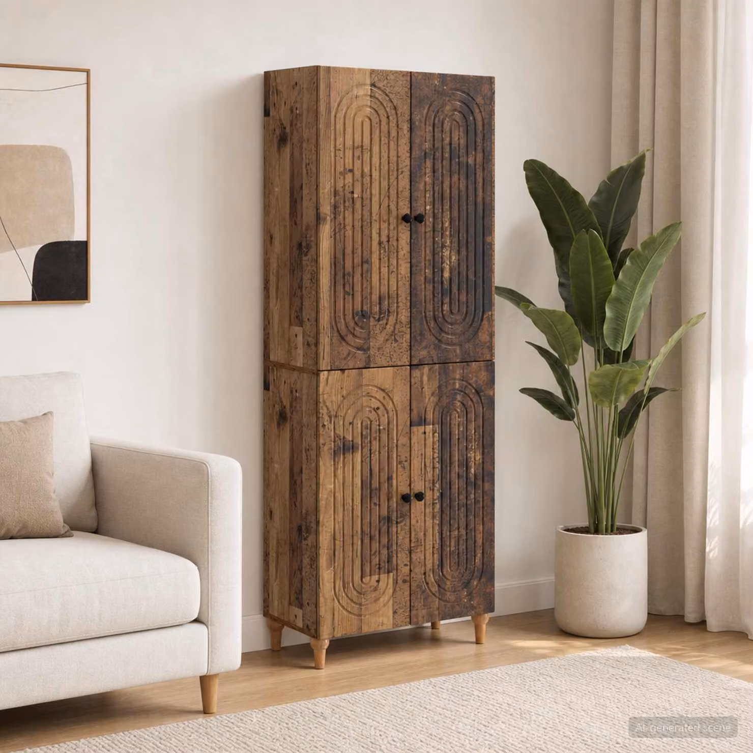 Set di mobili modern vidaXL in legno marrone composto da lowboard e pensili da parete L/P/H: 90,0 x 34,5 x 66,0 cm