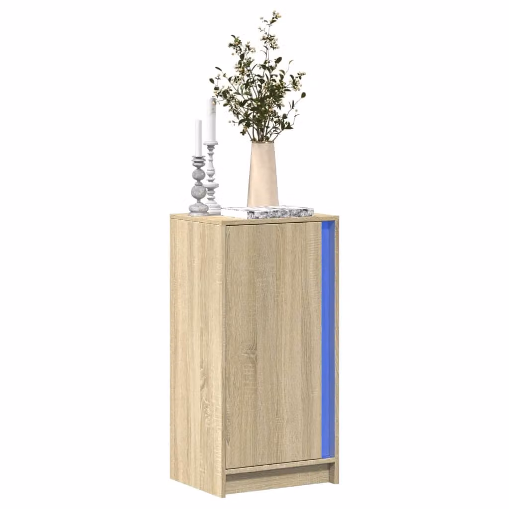 Credenza moderna vidaXL con illuminazione LED in legno Rovere Sonoma, L 42,5 cm x P 34 cm x H 85 cm