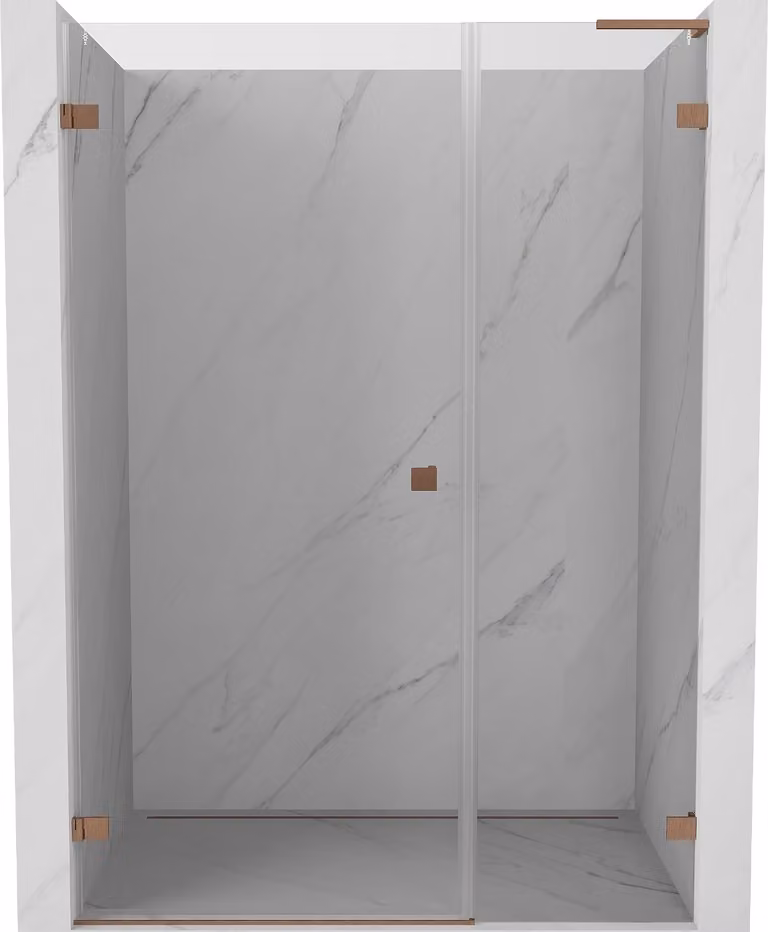 Mexen Lunar-B L porta doccia a battente sinistra 145 cm, trasparente, rame spazzolato - 832SL-145-050-65-00-L