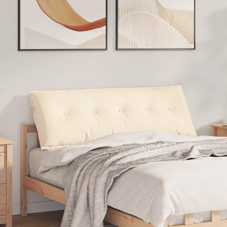 Cuscino per schiena vidaXL in tessuto di velluto a coste beige L 140 cm x P 50 cm
