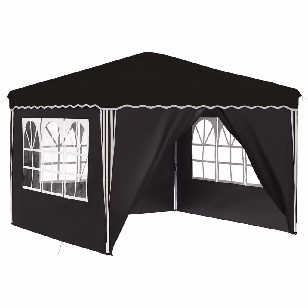 Gazebo Pop-up Design In Nero in Tessuto Oxford e Acciaio L/P/H: 288 x 288 x 245 cm – 2