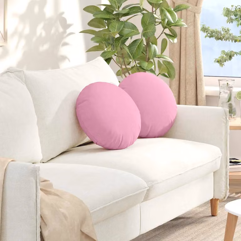Set di 2 cuscini per seduta rotondi vidaXL in tessuto rosa, lavabili in lavatrice, Ø 40 x 13 cm