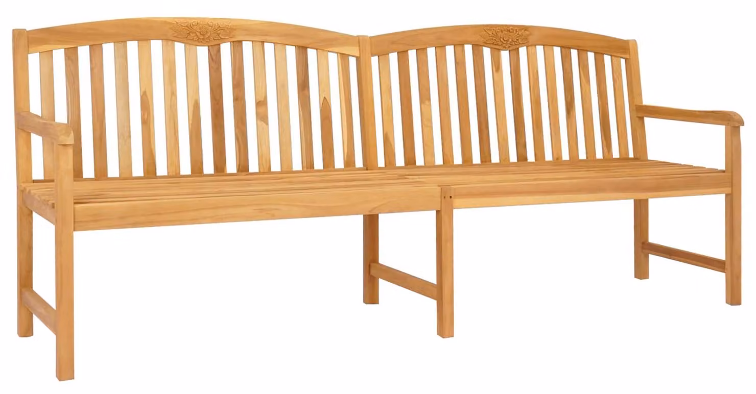 Panchina in legno intagliata a mano Naturale 228 x 60 x 90 cm