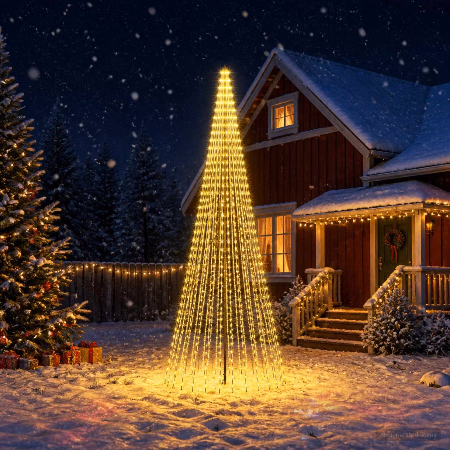 vidaXL Albero di Natale LED 385 cm 1148 LED Bianco caldo Ferro Nero