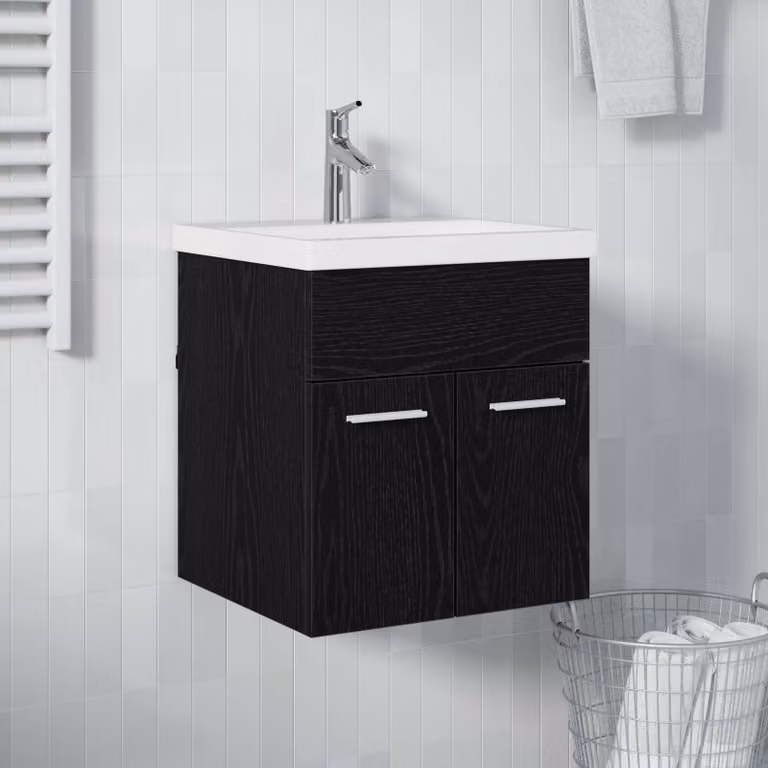 Armadio sottolavello da bagno vidaXL moderno in Rovere Nero, L/P/H: 41 x 38,5 x 46 cm