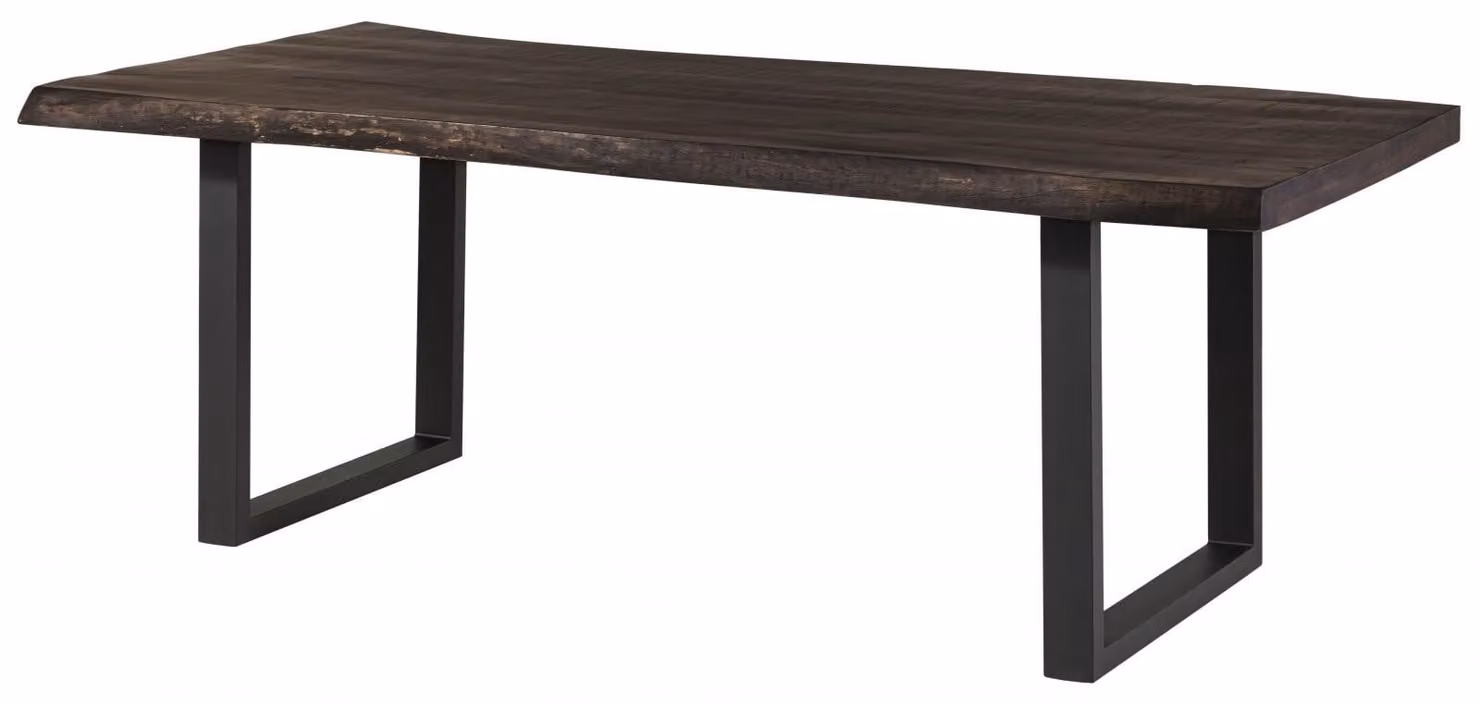 MASSIVMOEBEL24 | FREEFORM 5 tavolo da pranzo in legno di mango - verniciato grigio / gambe in ferro U antracite matt 180x90