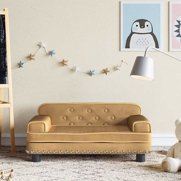 vidaXL Divano per Bambini in Velluto Marrone L: 70 cm, P: 45 cm, H: 30 cm