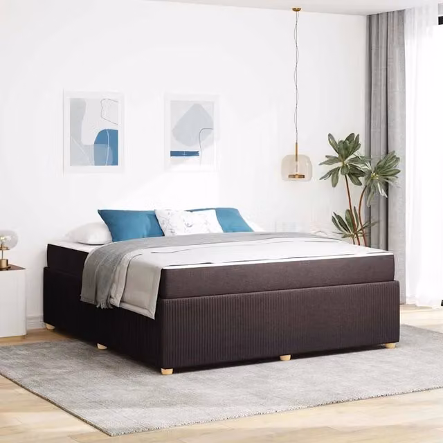 Struttura del letto imbottita vidaXL in tessuto marrone con legno ingegnerizzato L: 180 cm, P: 200 cm, H: 66 cm