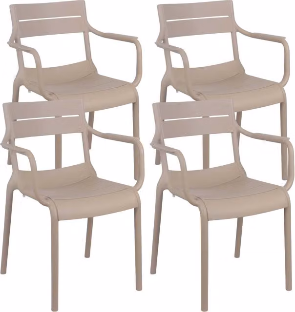 Oviala - Set di 4 poltrone da terrazza in plastica beige
