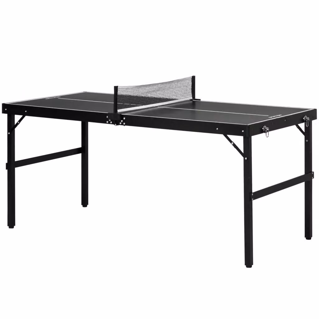 Tavolo Ping Pong Pieghevole in Alluminio e MDF Laminato Nero L: 152 cm, P: 76 cm, H: 72 cm – 2