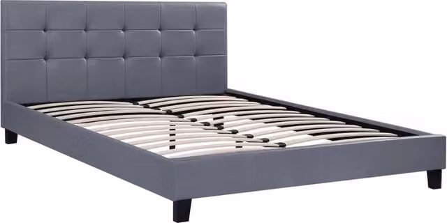 Letto Julia Habitat in ecopelle grigio con struttura imbottita L/P/H: 160 x 200 x 126 cm