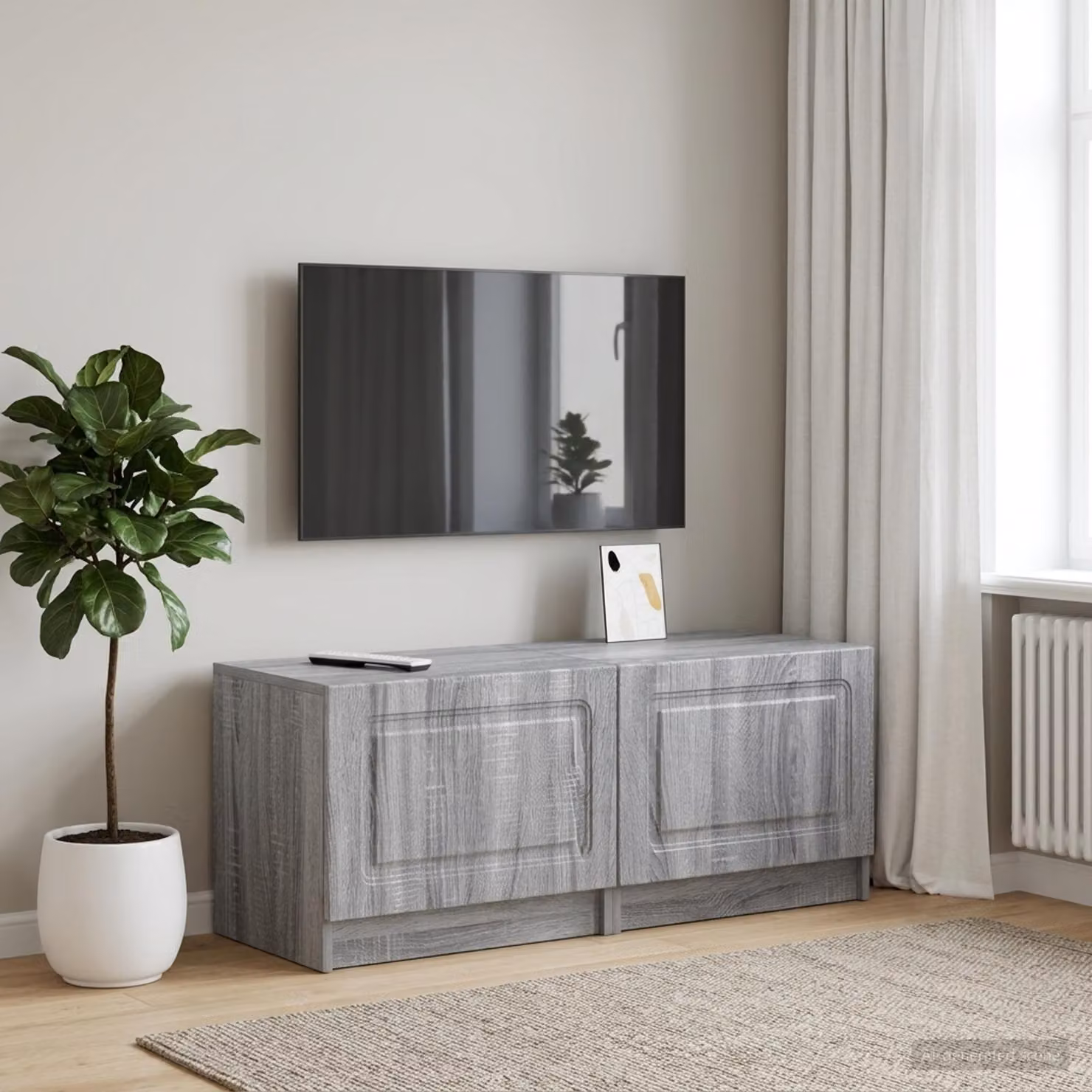 Mobile TV vidaXL in legno ingegnerizzato Sonoma grigio con scomparti multimediali e design moderno